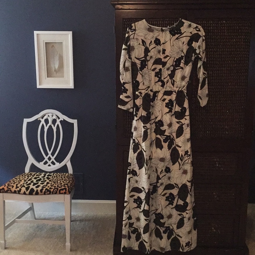 Blush and Army Floral Maxi Dress